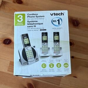 Cordless Phone System with Caller ID - Silver and Black